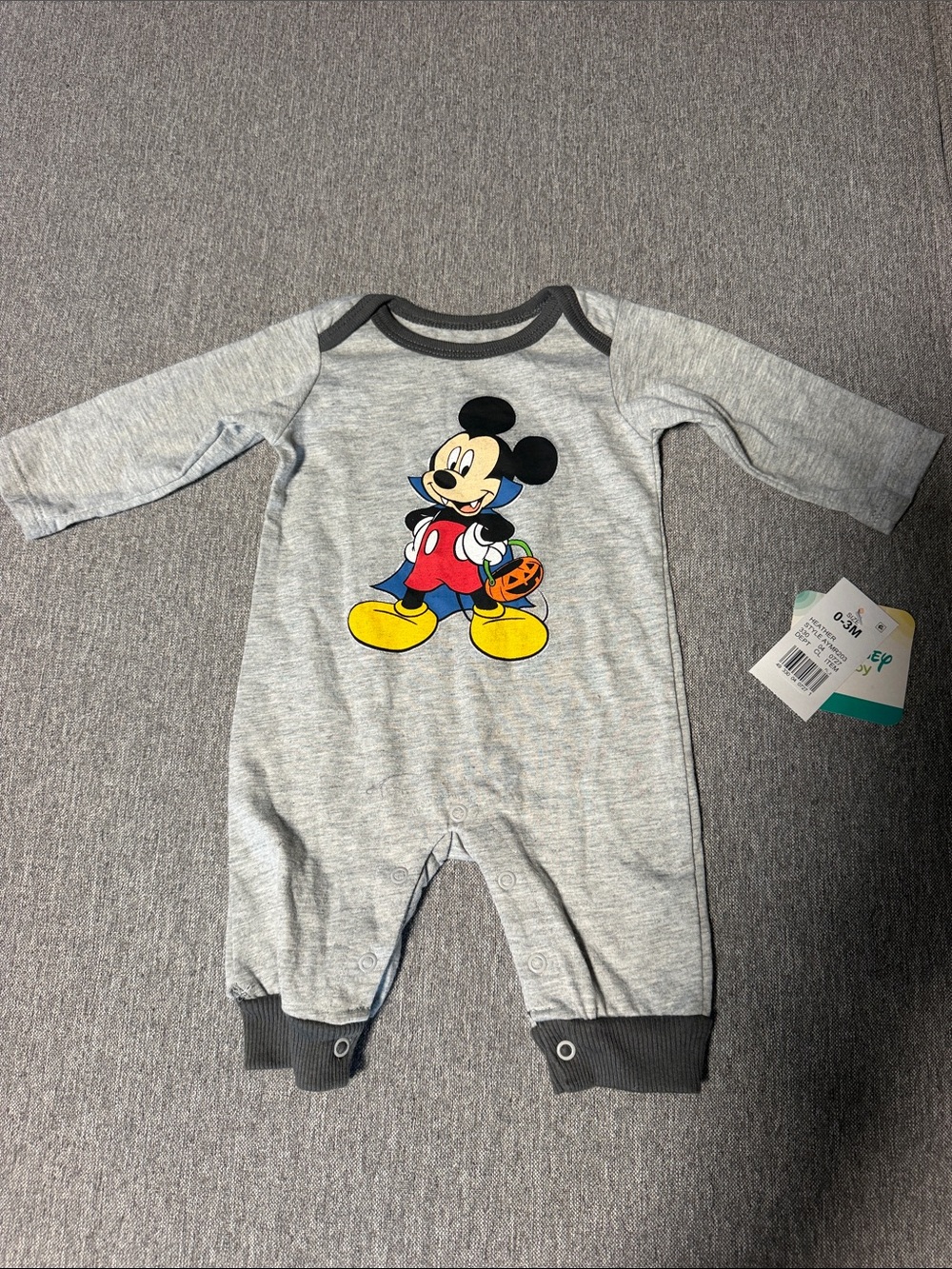 Disney Gray Mickey Halloween Graphic Footie
